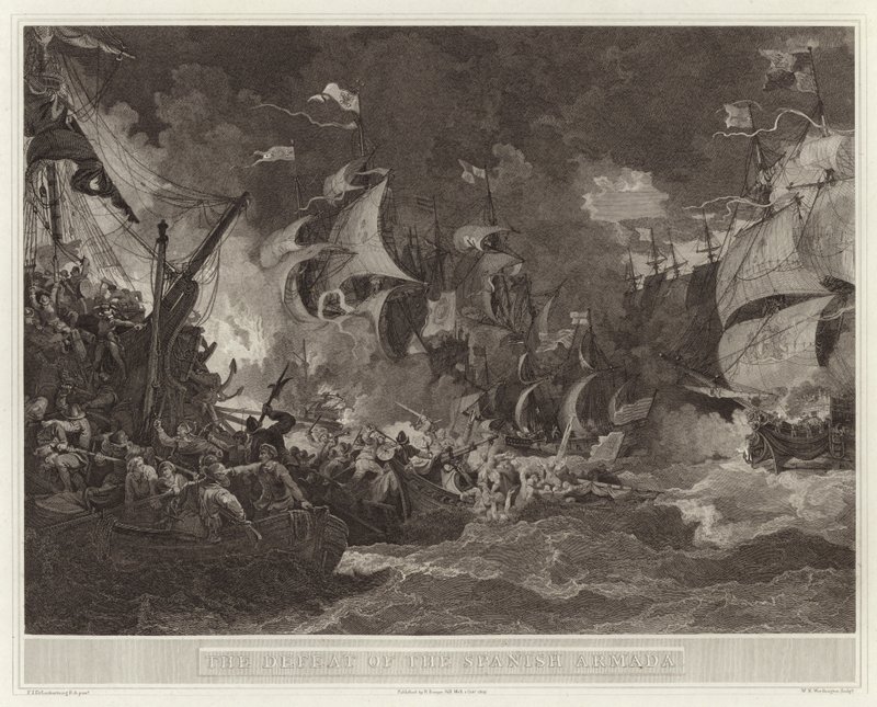 The Defeat of the Spanish Armada by English School