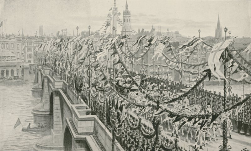 The Diamond Jubilee Procession Crossing London Bridge by English School