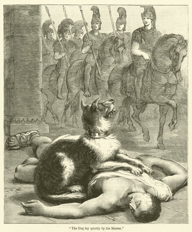 The Dog lay quietly by his Master by English School