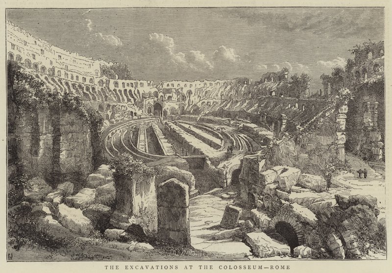 The Excavations at the Colosseum, Rome by English School