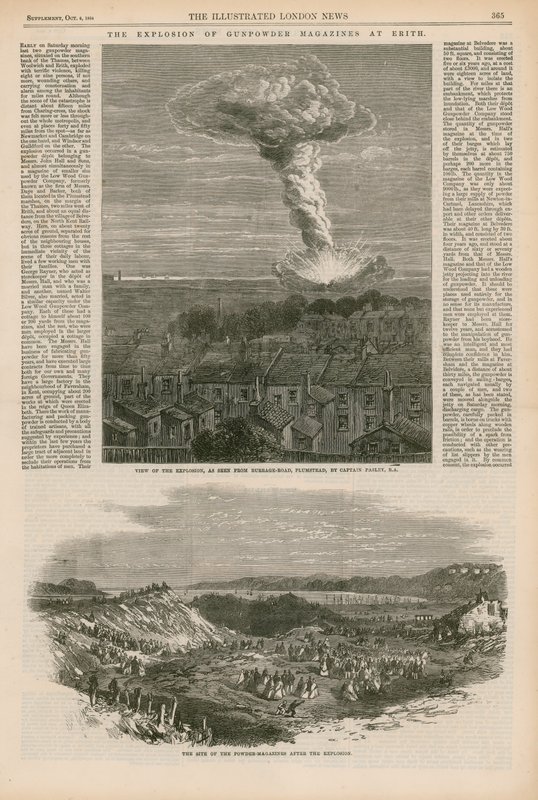 The Explosion of Gunpowder Magazines at Erith by English School