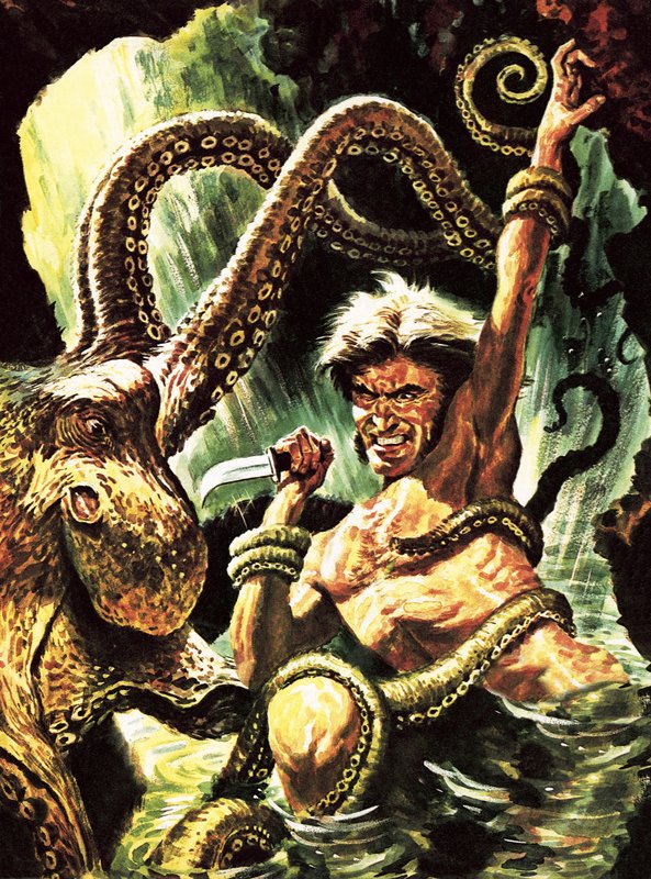 The Fight with the Devil Fish by English School