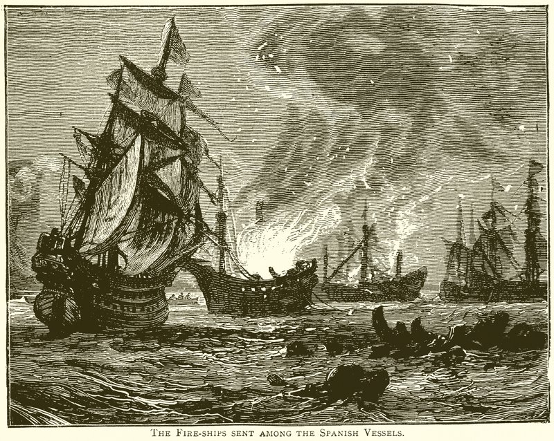 The Fire-Ship Sent Among the Spanish Vessels by English School