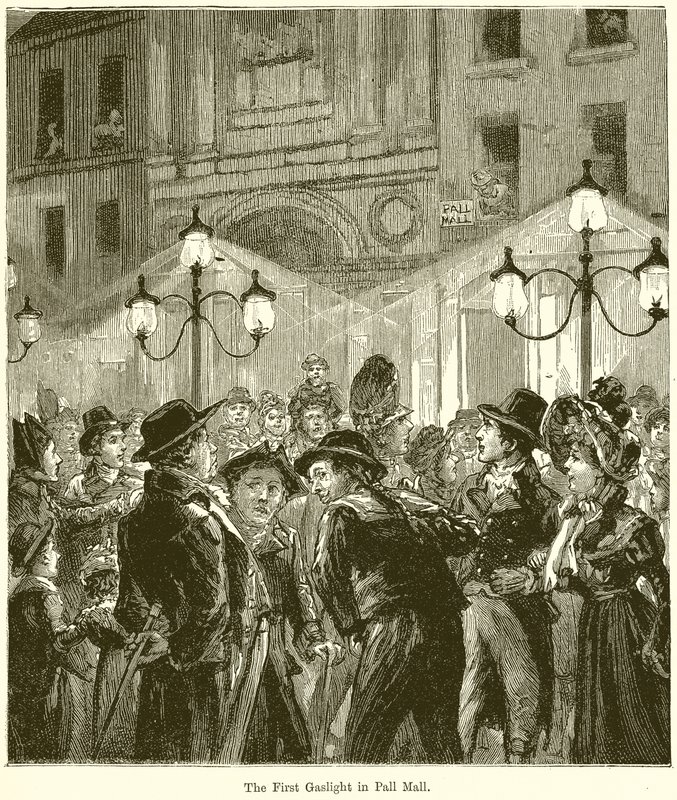 The First Gaslight in Pall Mall by English School