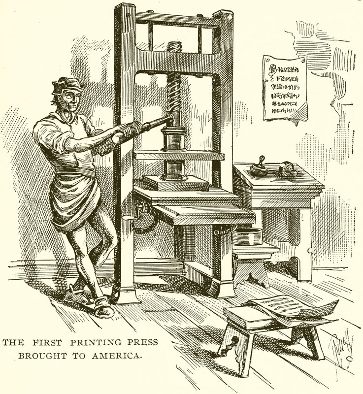 The First Printing Press Brought to America by English School