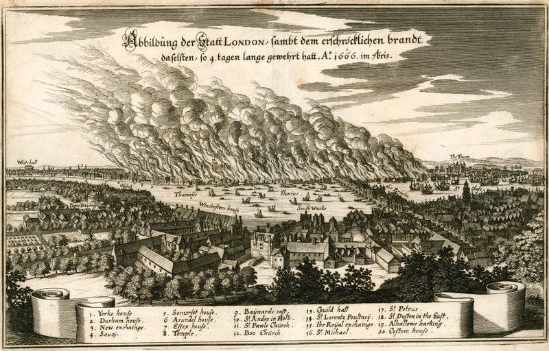 The Great Fire of London by English School