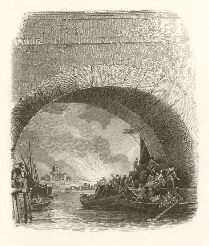 The Great Fire of London by English School