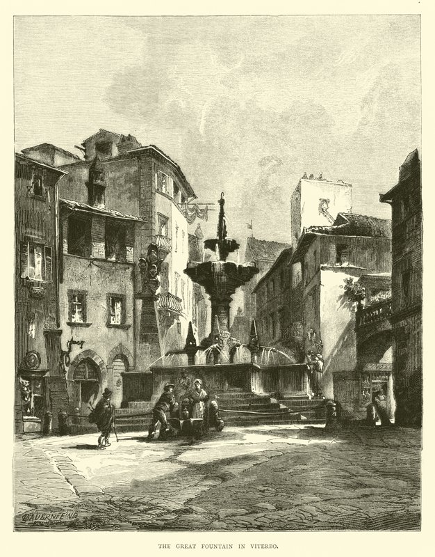The Great Fountain in Viterbo by English School