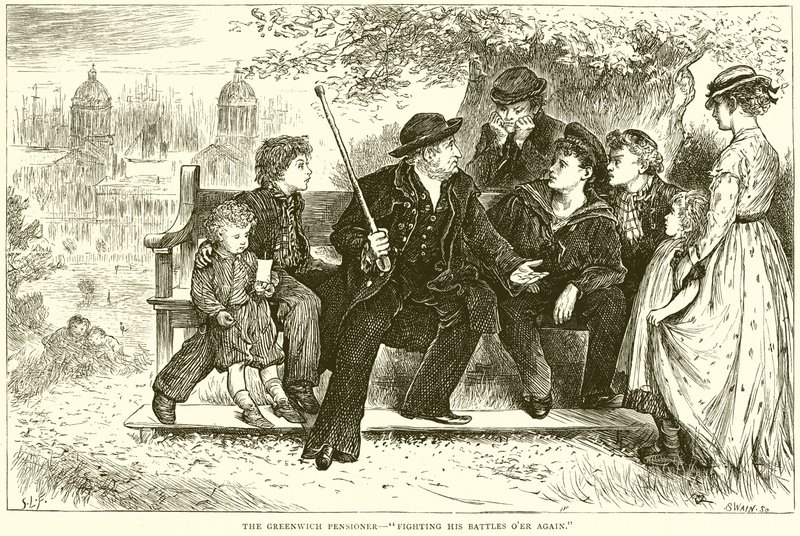 The Greenwich Pensioner--Fighting His Battles Over Again by English School