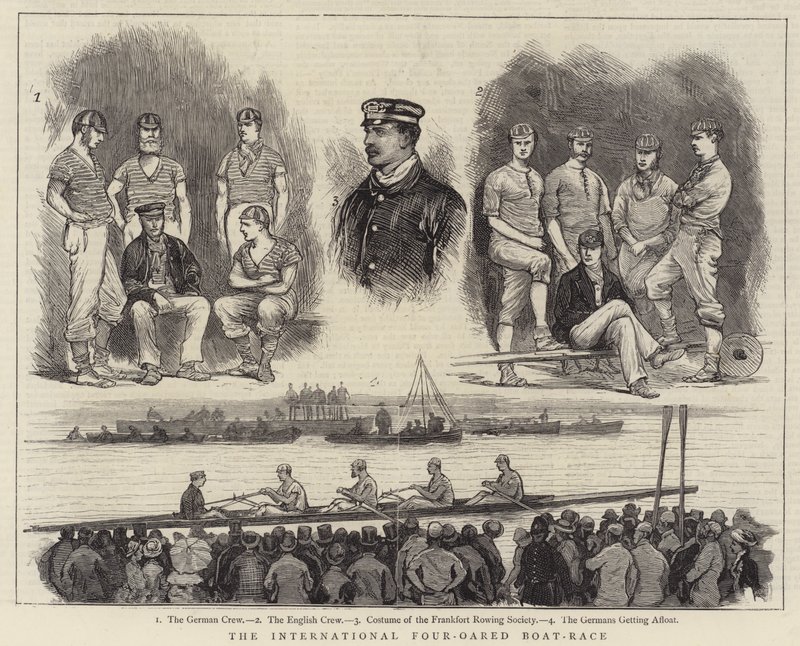 The International Four-oared Boat-Race (engraving) by English School