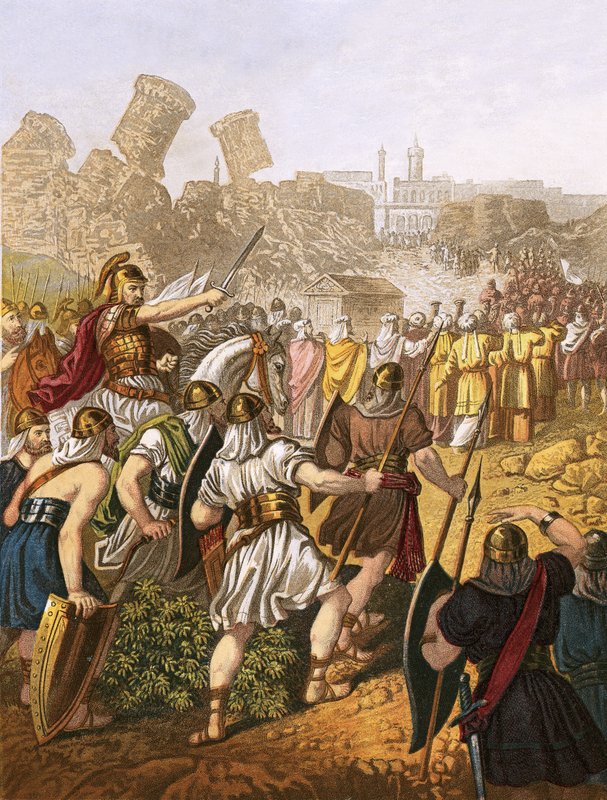 The Israelites Encompassing the Walls of Jericho by English School