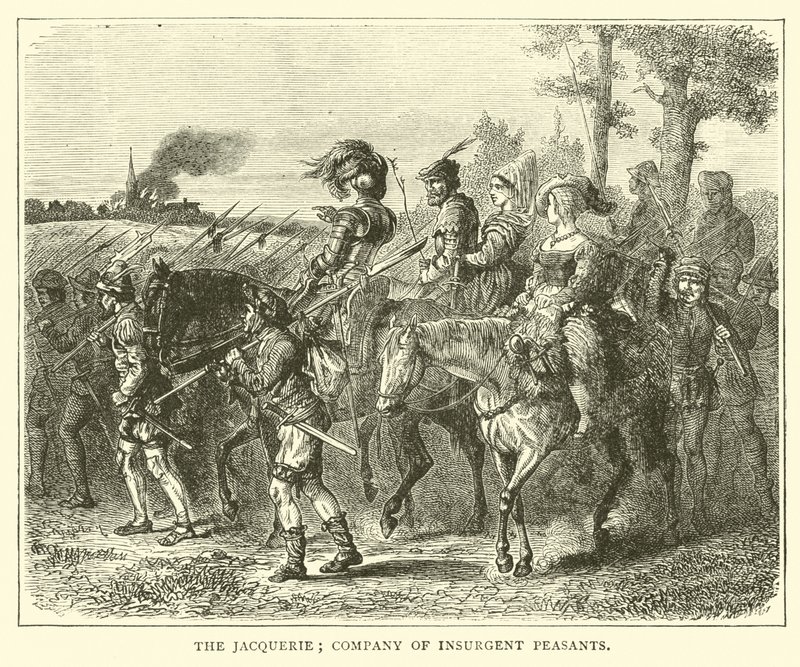 The Jacquerie; company of insurgent peasants by English School