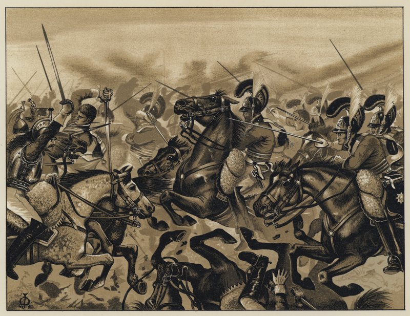 The Life Guards at Waterloo by English School