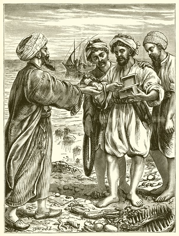 The Merchant Seeking Goodly Pearls by English School