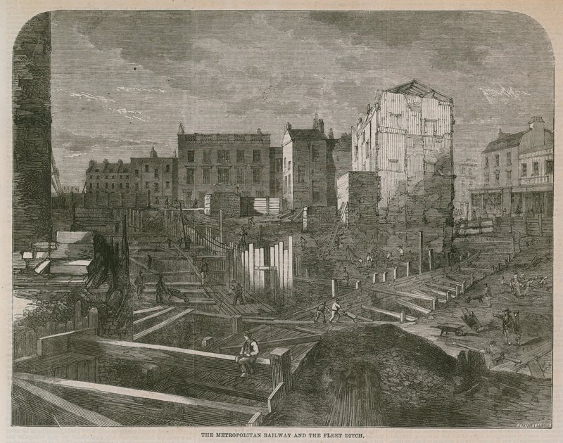 The Metropolitan Railway and the Fleet Ditch by English School