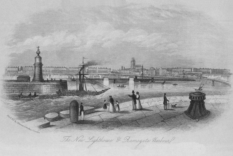 The New Lighthouse and Ramsgate Harbour by English School