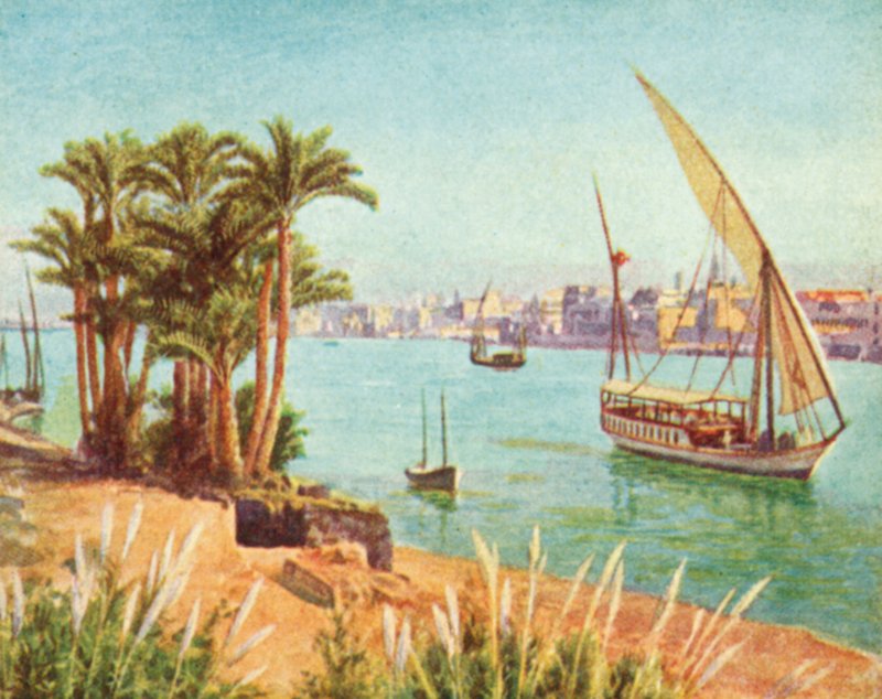 The Nile, View near Cairo by English School