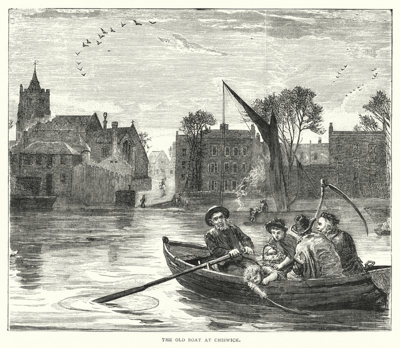 The Old Boat at Chiswick (engraving) by English School