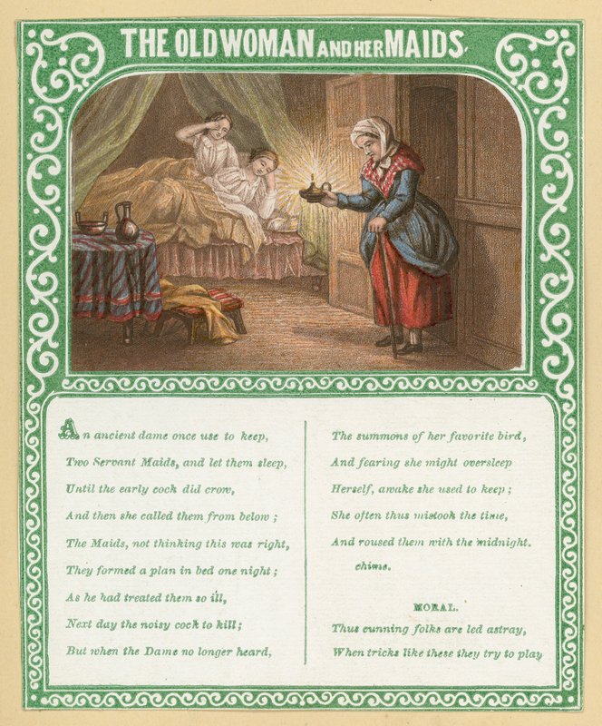 The Old Woman and Her Maids by English School