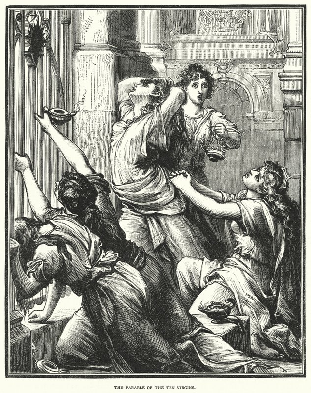 The Parable of the Ten Virgins (engraving) by English School
