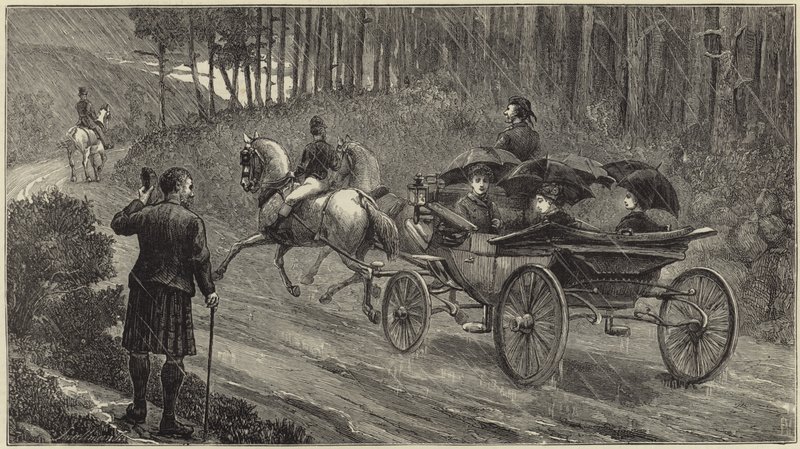 The Queen at Balmoral by English School