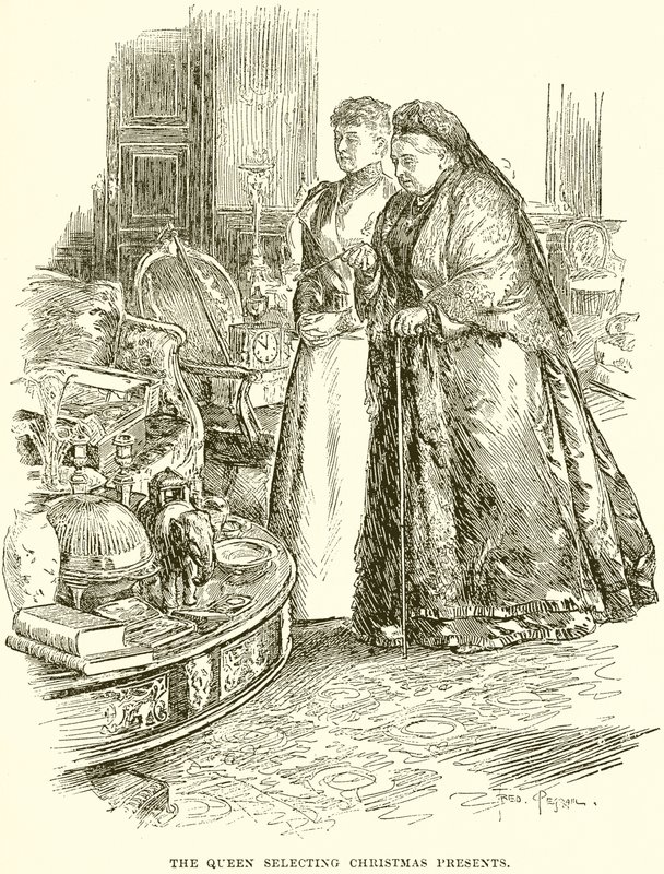 The Queen selecting Christmas Presents by English School