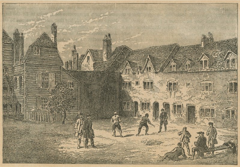The Racquet Court of the Marshalsea Prison by English School