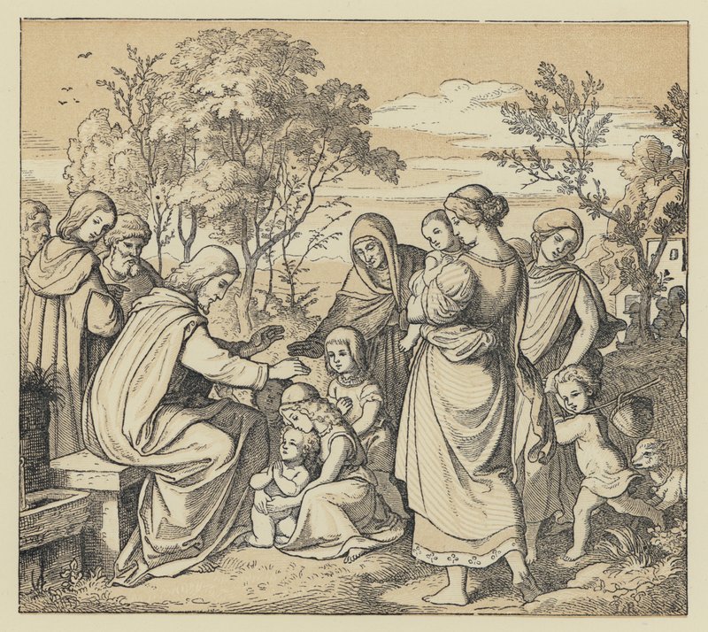The Saviour Blessing Little Children by English School