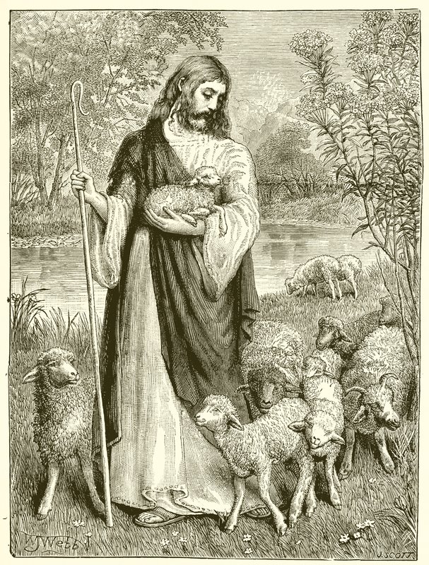 The Shepherd and the Lambs by English School
