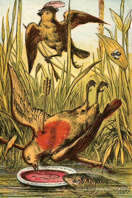 The Sparrow, Cock Robin and the fish by English School