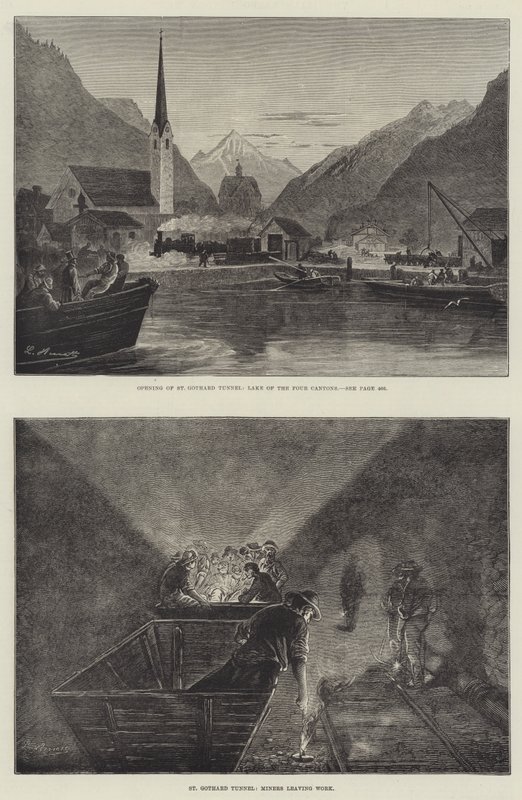 The St Gothard Railway Tunnel by English School