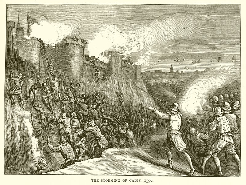 The Storming of Cadiz, 1596 by English School