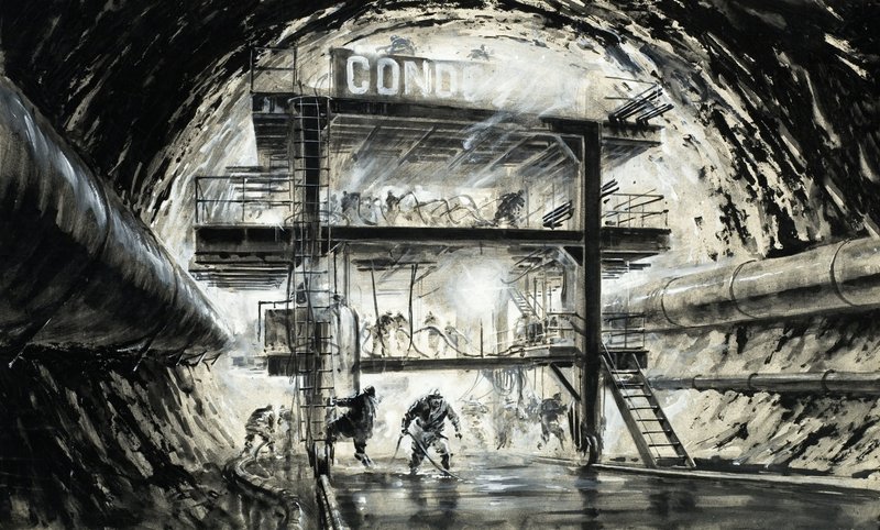 The Tunnellers of Mont Blanc by English School