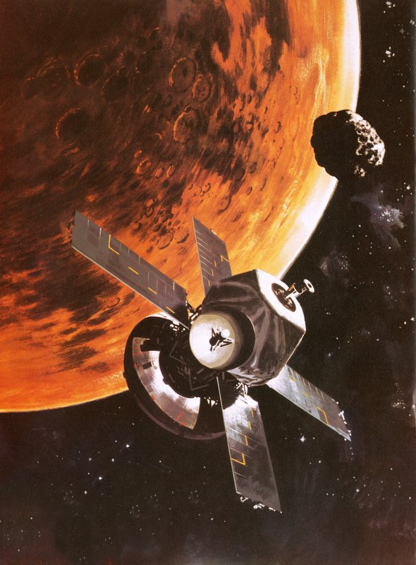 The Viking spacecraft imagined orbiting Mars by English School