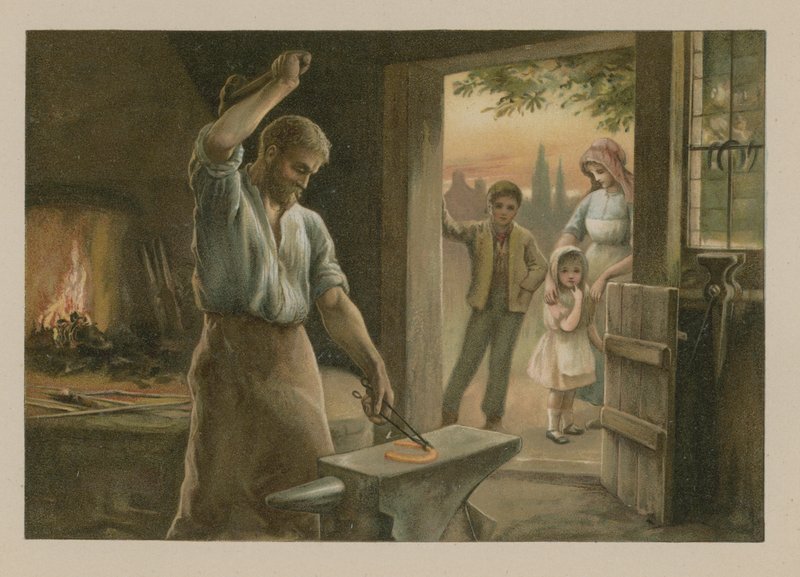 The Village Blacksmith by English School