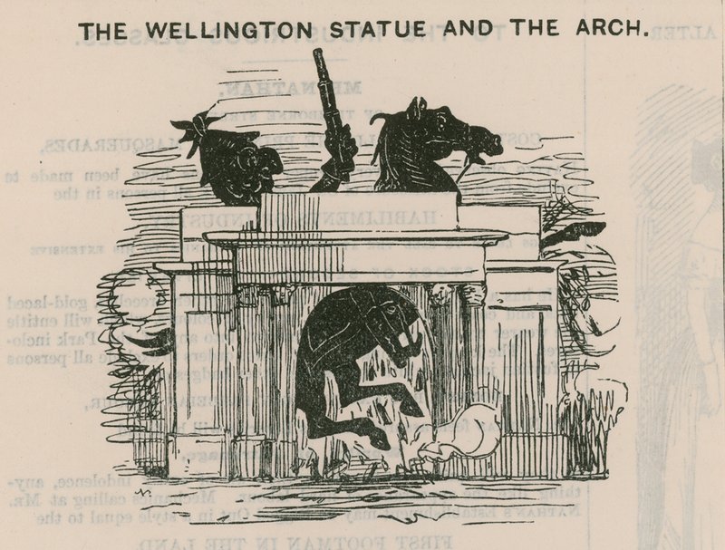 The Wellington statue and the Arch by English School