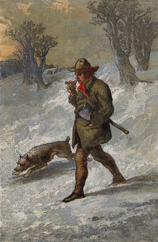 The Woodman and His Dog by English School