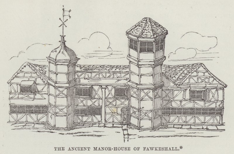 The ancient manor-house of Fawkeshall by English School