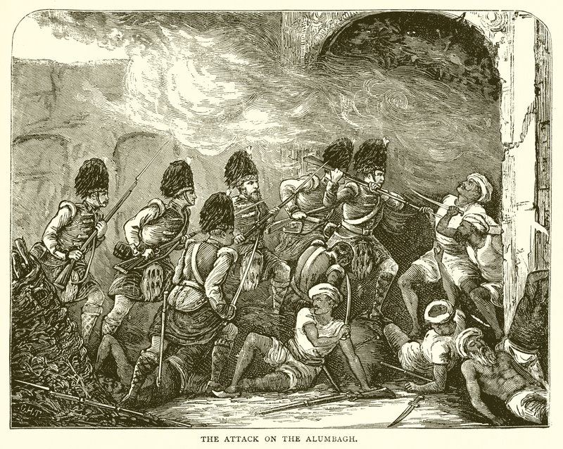 The Attack on the Alumbagh (1857) by English School