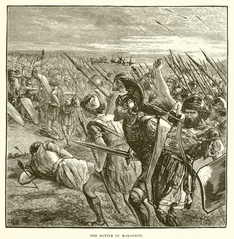 The Battle of Marathon by English School