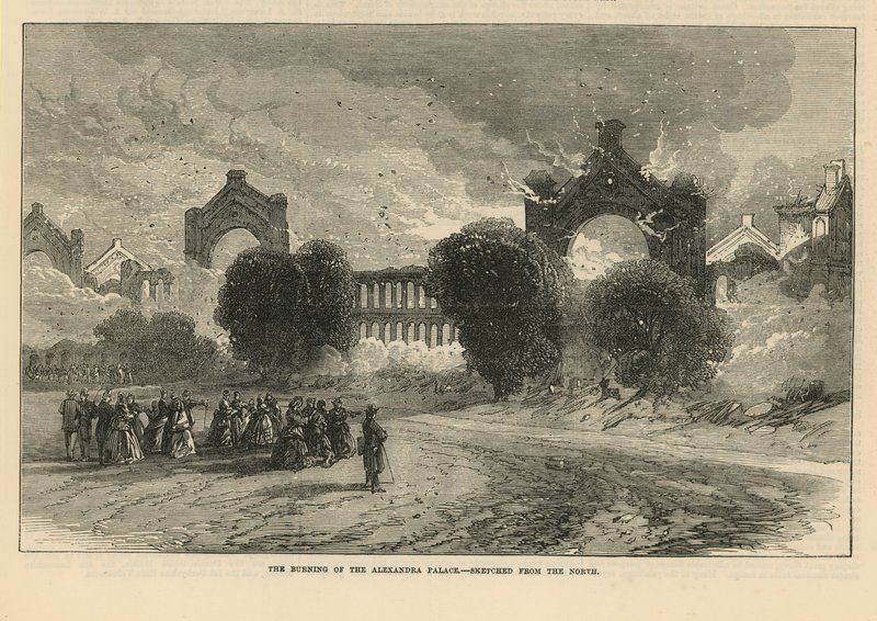 The Burning of Alexandra Palace by English School
