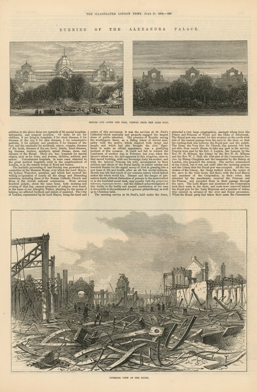 The Burning of Alexandra Palace by English School