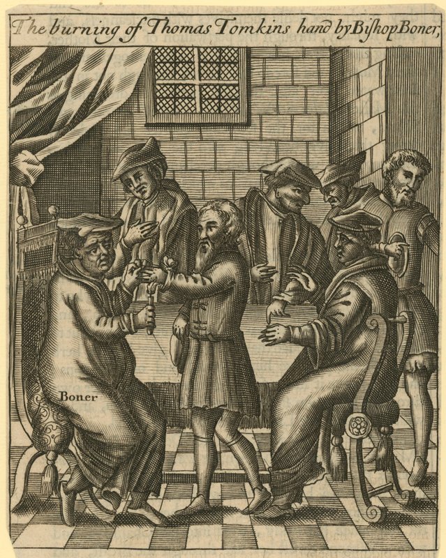 The Burning of Thomas Tomkins by English School
