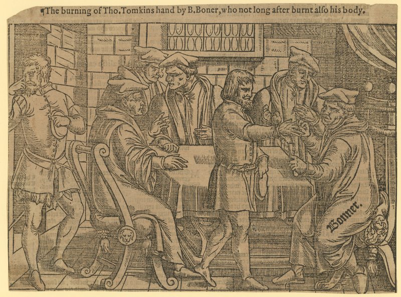 The Burning of Thomas Tomkins by English School