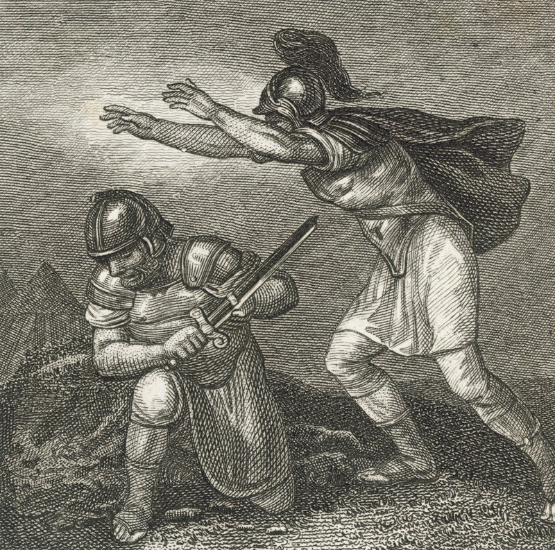 The death of Brutus by English School
