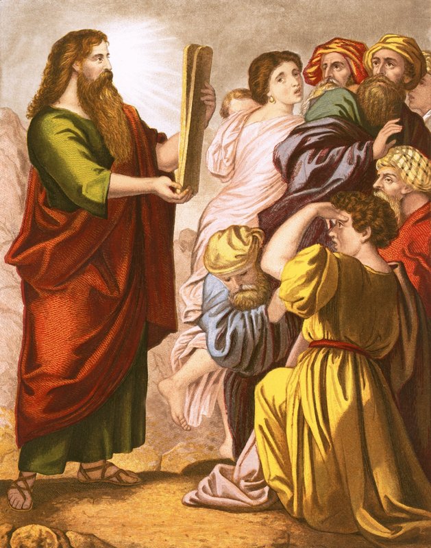 The Descent of Moses from Mount Sinai by English School