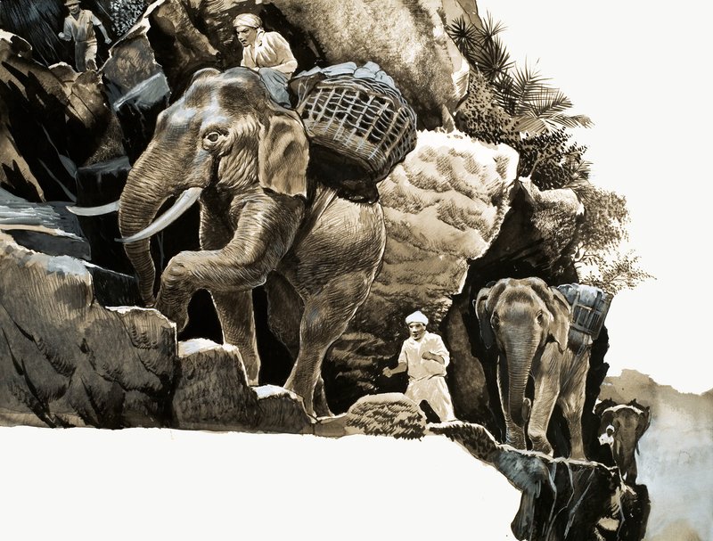 The elephant trek of Elephant Bill by English School