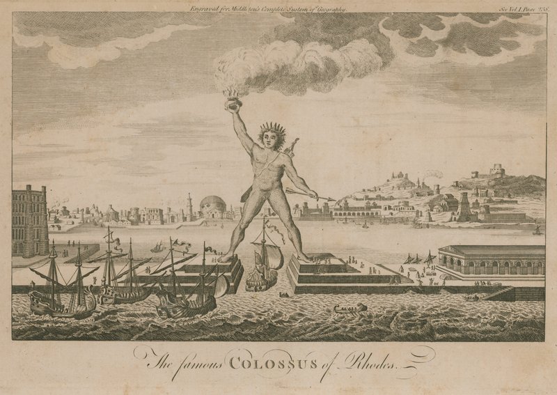 The famous Colossus of Rhodes by English School