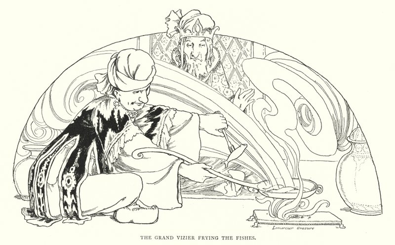 The grand vizier frying the fishes by English School