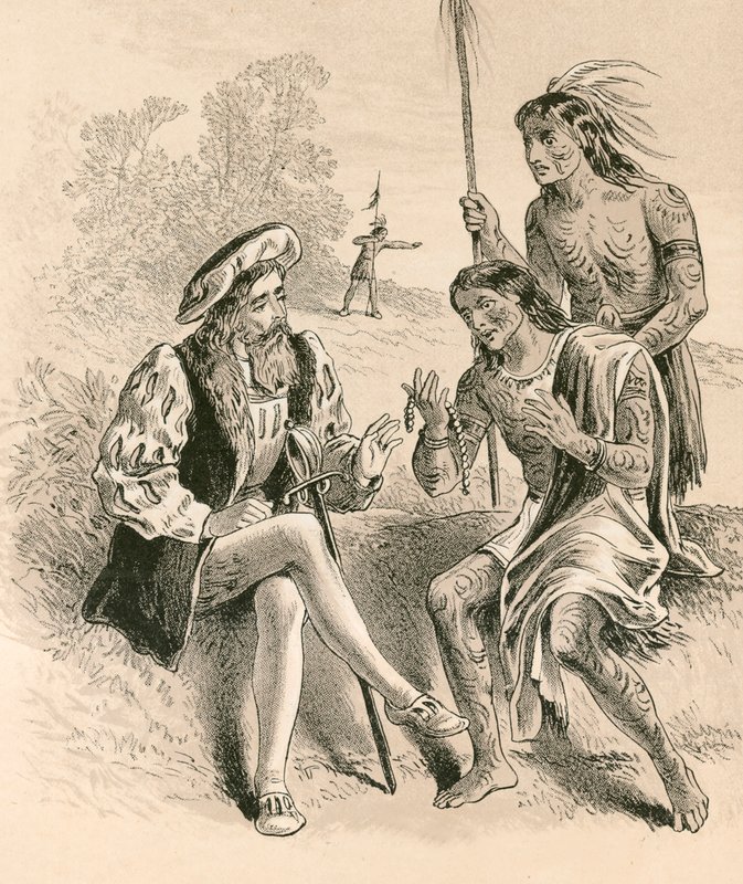 The Kindness of Columbus to the Natives by English School